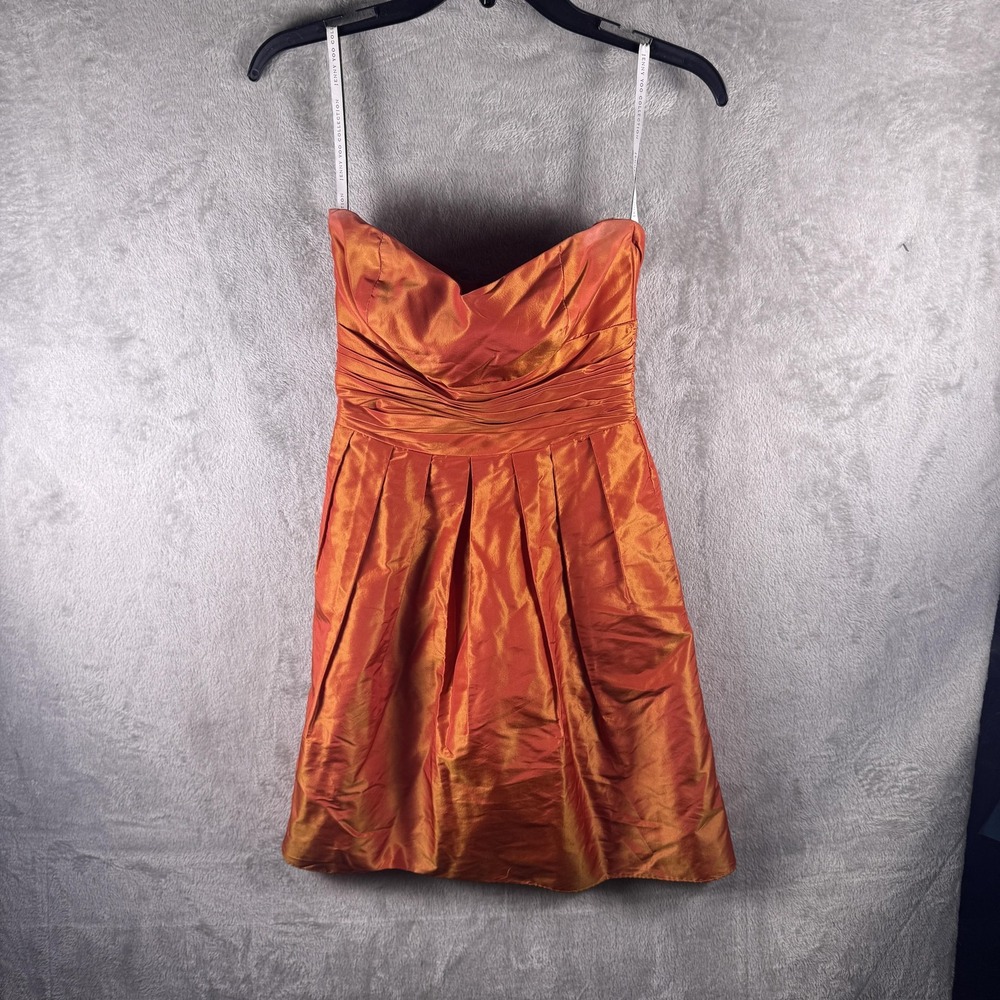 Jenny Yoo Collection Dress Womens 2 Orange Silk Strapless Fit & Flare Party